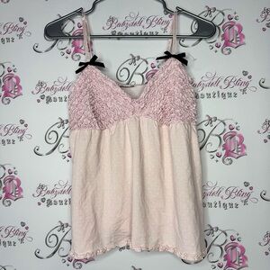 La senza polka dot ruffle bow ribbon 🎀 camisole cami Pink Ruffled Women's Top